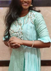 Beautiful Mint Green Kurta plazoo set