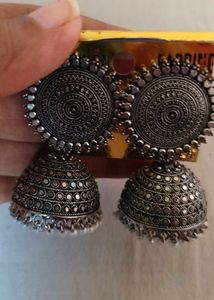 silver oxidised earring