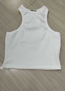 Zara White Ribbed Tank Top