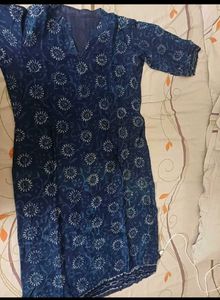 Blue Printed Cotton Salwar Suit
