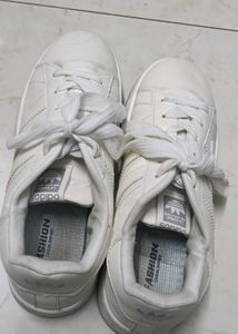White Casual Lace-Up Sneakers | Comfortable Daily
