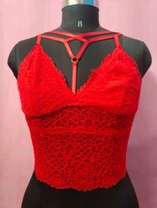 Red Lace Bralette Crop Top ❤️