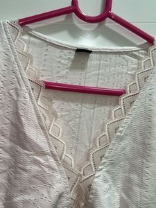 Elegant Lace Trimmed White Top