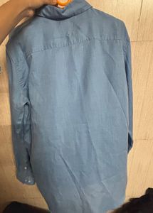 Armani Exchange Blue Linen Shirt
