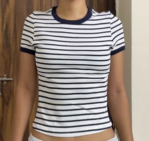 H&M Striped Fitted T-Shirt
