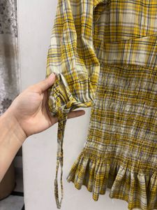 Chic Plaid Smocked Waist Mini Dress
