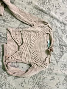 Ribbed Knit Wrap Cardigan