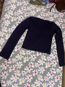 Simple Navy Long Sleeve Top