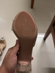 Luna Blu Nude Puff Strap Stiletto Heel Mules