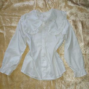 White collar frill top