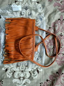🛑SALE 🛑 Brown Leather Tassel Sling Bag 🆕