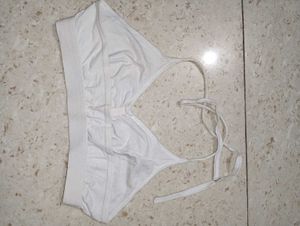 White Halter Neck Sports Bra