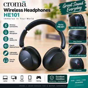 Croma HE101 Wireless Headphones | Bluetooth |