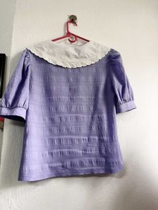 Cute korean  Lavender Puff Sleeve Top