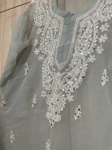 Mirror Work Chikankari Kurta