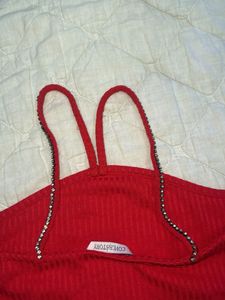 Chic Red Cold Shoulder Top