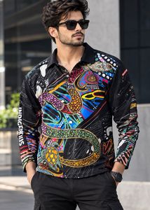 Vibrant Snake Print Button-Up Shirt
