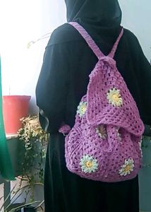 Handmade Crochet Daisy Backpack
