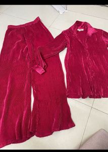 Chic Velvet Pleated Co-ord Set