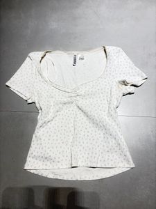 Cute White Floral H and M Top