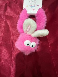 Cute Fuzzy Bunny Hair Tie Set