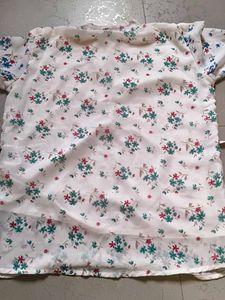 Floral Print Lace Neck Tunic Top