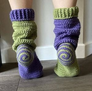 🌀Spiral Crochet Socks