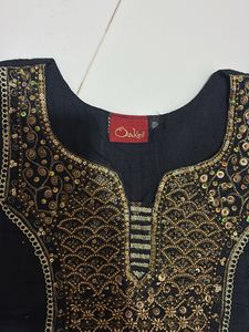 Embellished Black Kurta