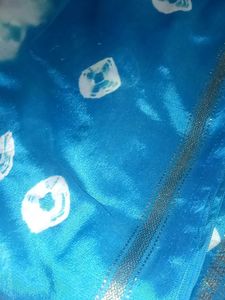 Beautiful Blue Saree with White Motifs