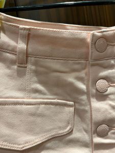 Blush Button-Front Denim Skirt