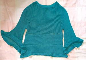 Teal Bell Sleeve Knit Sweater