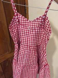 savana Red Gingham Tiered Summer Dress