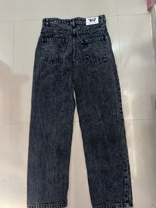 Washed Black Wide Leg Jeans