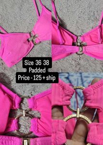 Hot Pink Bikini Top with Gold Hardware