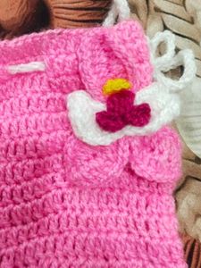 Pink Crochet Shorts with Orchid Flower Detail