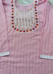 Chic Pink Striped Kurta