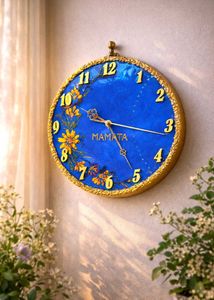 Beautiful Blue Floral Wall Clock