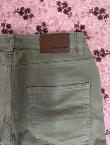 Blue Saint Olive Green Distressed Jeans