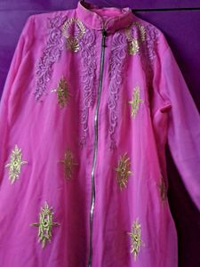 Elegant Pink Embroidered long Kurta