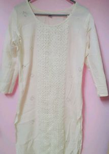 Elegant Cream Lace Kurta