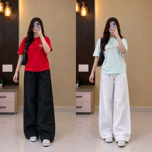 2 Stylish Wide-Legged Pants with Tops