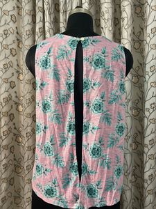 Pink Floral Sleeveless Top