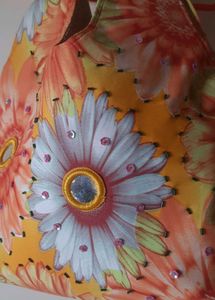 Unused Jute Floral Print Hobo Bag