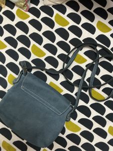 Stylish Blue Suede Crossbody Bag