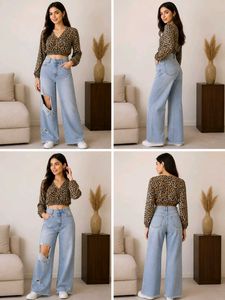Ripped Wide Leg Jeans
