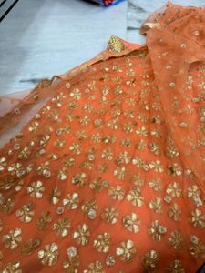 Embroidered Orange Lehenga
