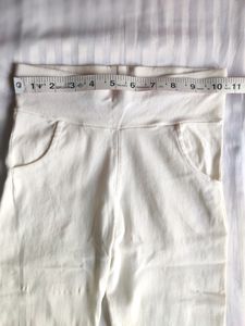 White Elastic Thick Skinny Leggings
