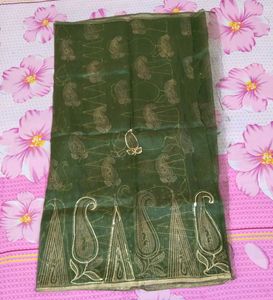 Elegant Green Golden Work Saree
