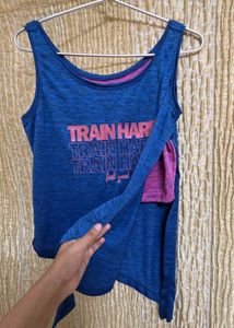Blue "Train Hard Feel Good" Tank Top
