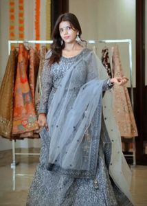 Elegant Grey Embroidered Lehenga Choli